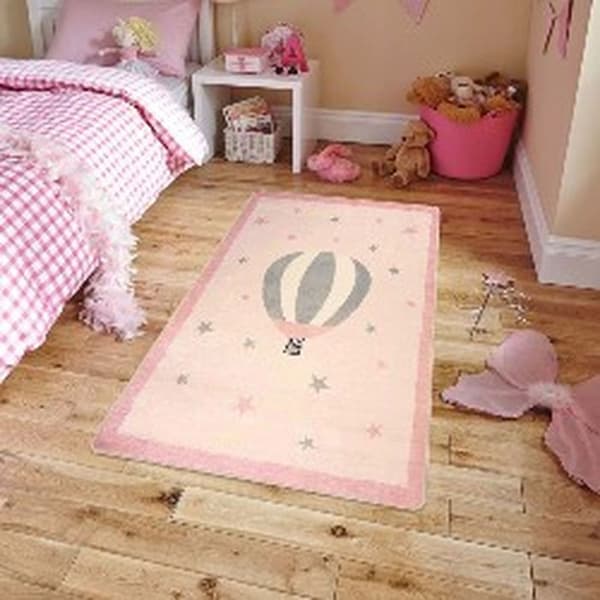Matta - MONGOLFIERE - Rosa - 80x150 cm - Halkskydd - Maskintvättbar - Mjuk vid beröring