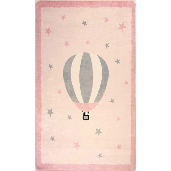 Matta - MONGOLFIERE - Rosa - 80x150 cm - Halkskydd - Maskintvättbar - Mjuk vid beröring