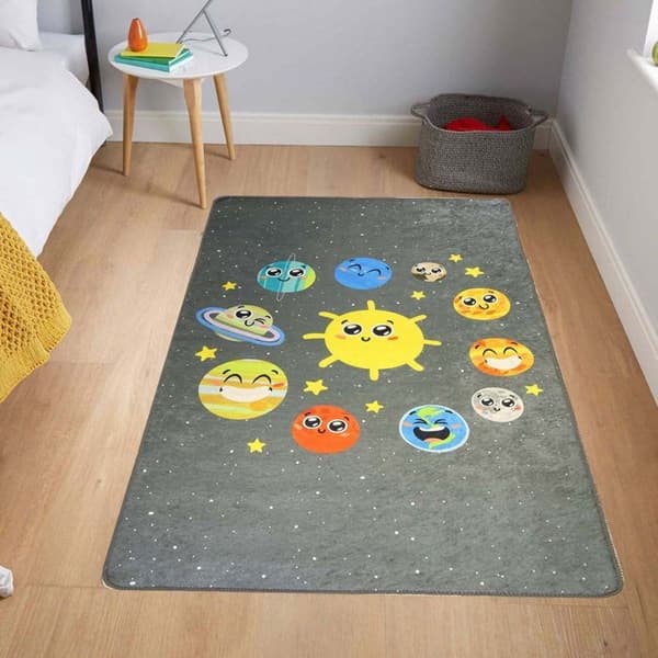 Barnmatta - RYMD - 80x150 cm - Halkskydd - Maskintvättbar - Mjuk vid beröring