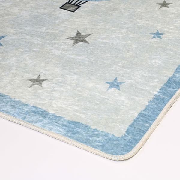 Matta - MONGOLFIERE - Blå - 80x150 cm - Halkfri - Maskintvättbar - Mjuk vid beröring