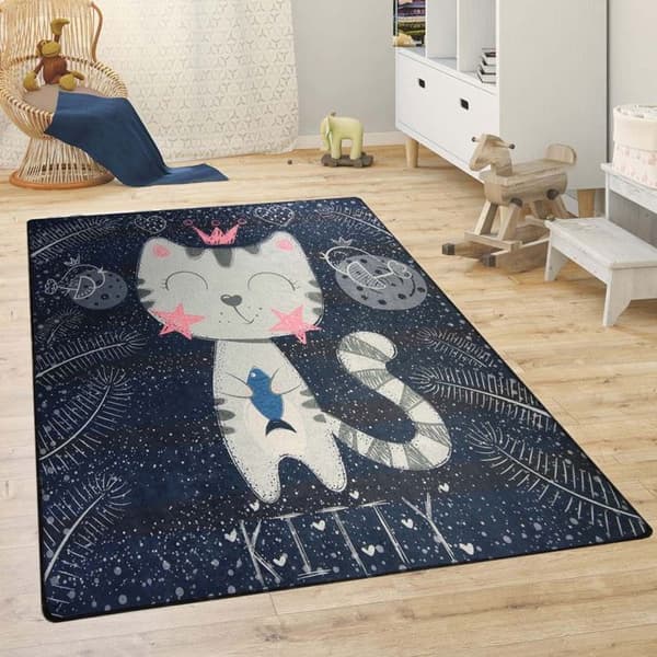 Barnmatta - KITTY - 80x150 cm - Halkfri - Maskintvättbar - Mjuk vid beröring