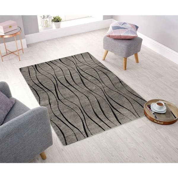 Matta - VERA - Vågig - Grå - 80x150 cm - Halkskyddande - 5mm tjock