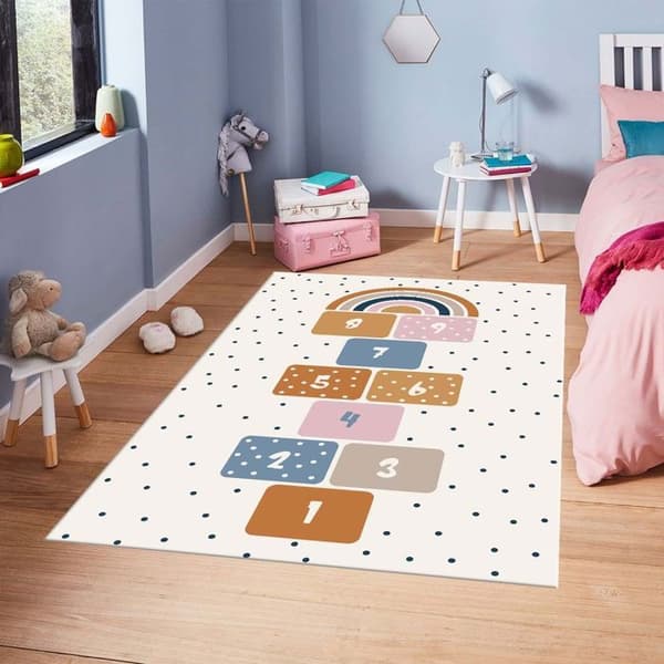 Tappet - MARELLE - Vit - 80x150 cm - Halkskyddande - Maskintvättbar - Mjuk vid beröring