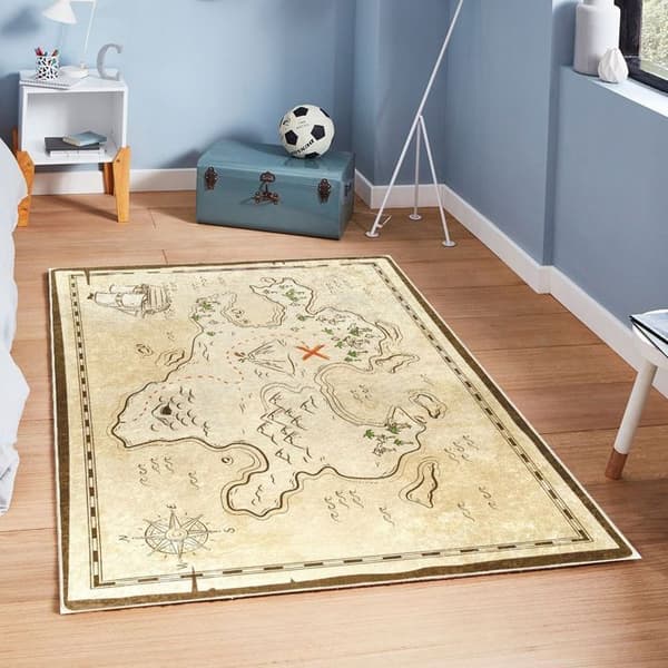 Matta - TRESOR - Beige - 80x150 cm - Antiskli - Maskintvättbar - Mjuk vid beröring