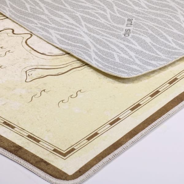 Matta - TRESOR - Beige - 80x150 cm - Antiskli - Maskintvättbar - Mjuk vid beröring