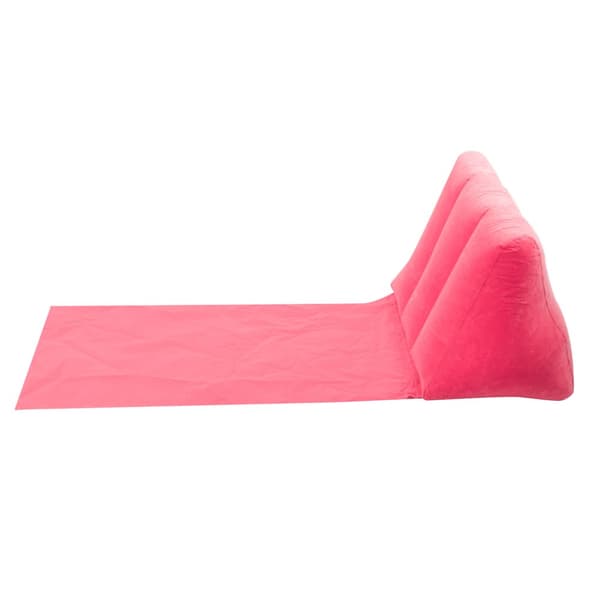 Strandmåtte, oppustelig strandseng med ryglæn, pink