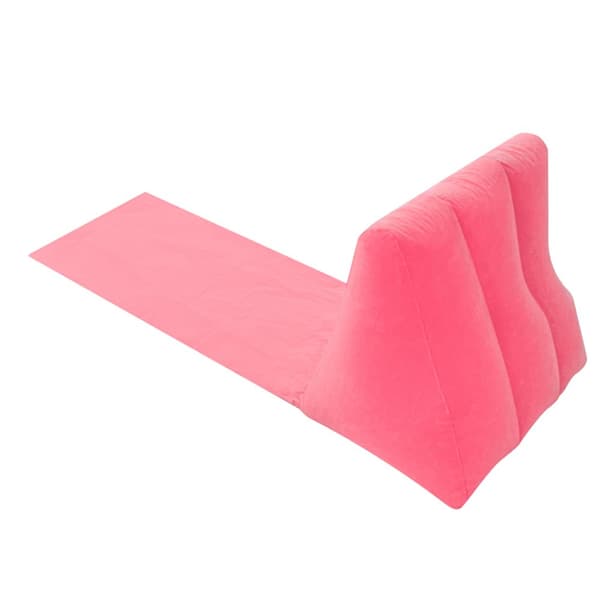 Strandmåtte, oppustelig strandseng med ryglæn, pink