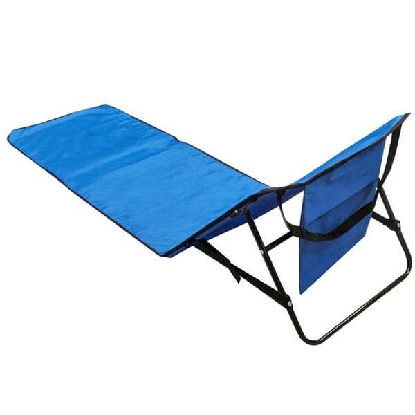 Strandmåtte med ryglæn, foldbar liggestol, marineblå