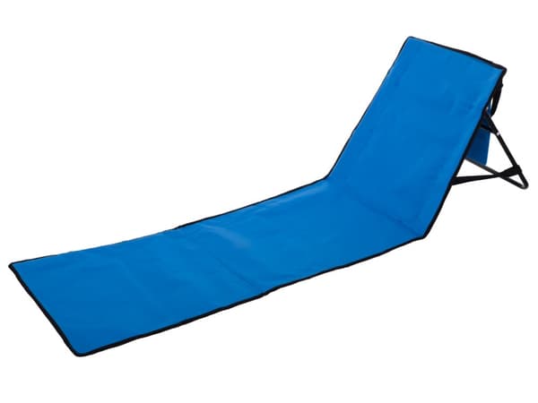 Strandmåtte med ryglæn, foldbar liggestol, marineblå