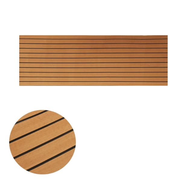Faux Teak Dækplade, Skridsikker, Nem at Peeling og Klæbe,Brun 2400x600x5mm