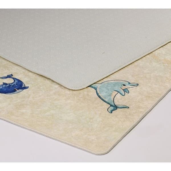Matta - VÄRLD - Beige - 80x150 cm - Antiglid - Maskintvättbar - Mjuk vid beröring