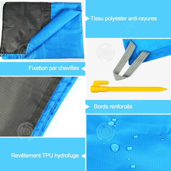 INN Strandfilt Anti-sandmatta 200x145cm Fyra Gula Stakes Polyester Fiber Strandmatta med vattentät beläggning