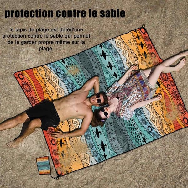 INN Anti-sand strandfilt vattentät matta 180 x 220 cm 4 fixeringshörn bomullsfibermatta för resecamping