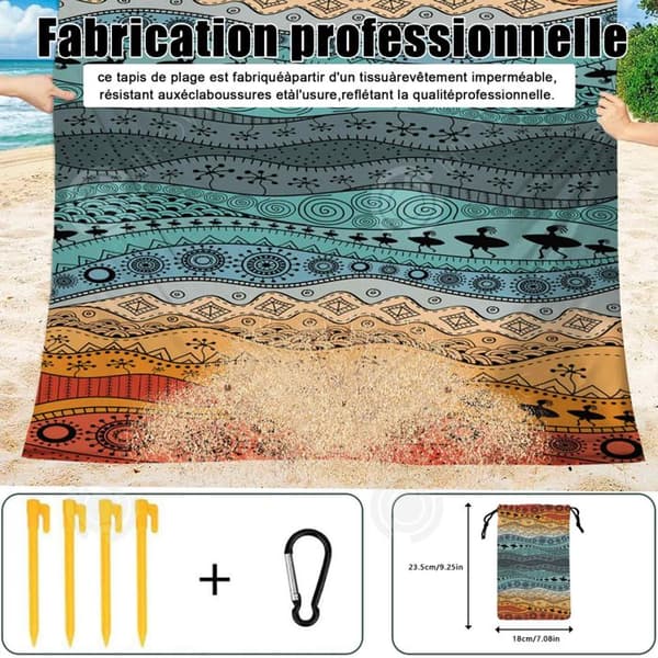 INN Anti-sand strandfilt vattentät matta 180 x 220 cm 4 fixeringshörn bomullsfibermatta för resecamping