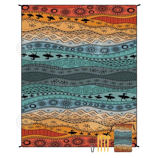 INN Anti-sand strandfilt vattentät matta 180 x 220 cm 4 fixeringshörn bomullsfibermatta för resecamping