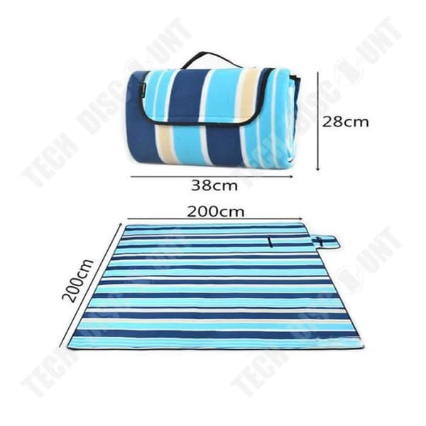 TD® 2x2m Format Vikbar Vattentät Strandmatta Camping Picknick Strand Vikbar filt i väska Fuktsäker dyna