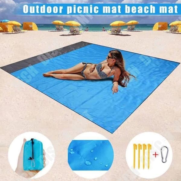 TD® Bärbar Strandmatta för Resecamping/Bärbar Utomhus picknickmatta/Vattentät Strandfilt Blå 201*146cm