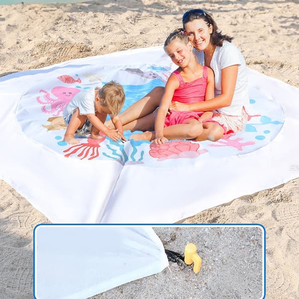 Strandtæppe / Picnictæppe - 200x200 cm - Sandvandtæt Letvægts Udendørs Tæppe