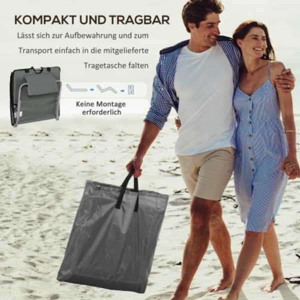 Outsunny Sæt med 2 foldbare justerbare strandmåtter med bæretaske, grå