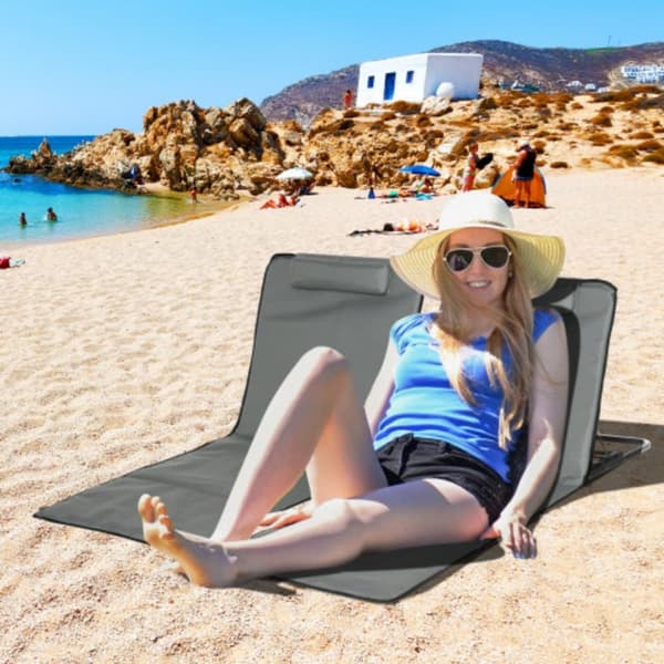 Outsunny Sæt med 2 foldbare justerbare strandmåtter med bæretaske, grå