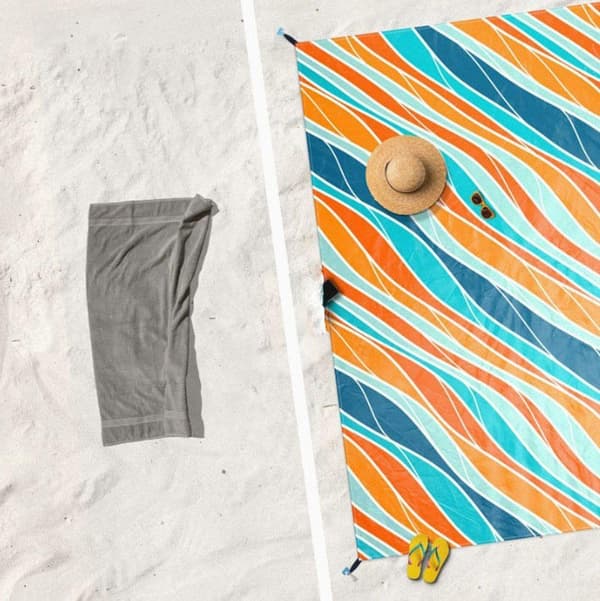 Lollanda Stor vattentät strandmatta 210x200 cm med 4 tältpinnar – perfekt för familjepicknick, camping och resor