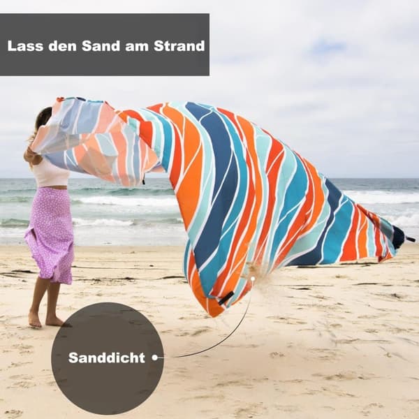 Lollanda Stor vattentät strandmatta 210x200 cm med 4 tältpinnar – perfekt för familjepicknick, camping och resor