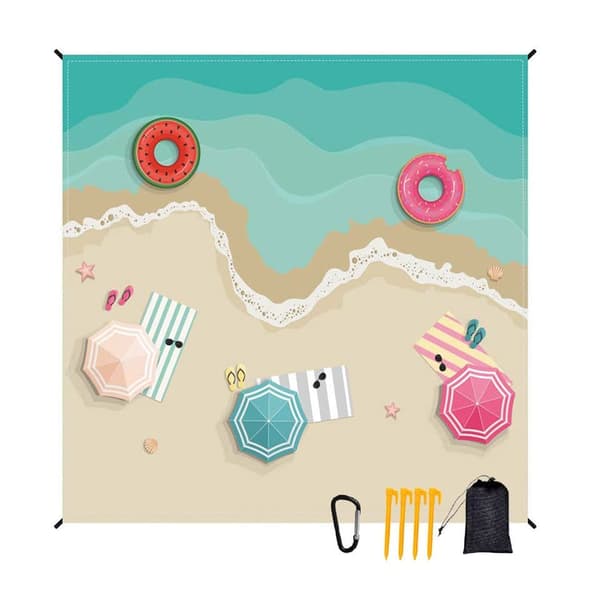 Lollanda Vandtæt foldbar og transportabel strandmåtte 200x210 cm – uundværlig til strand og udendørs camping