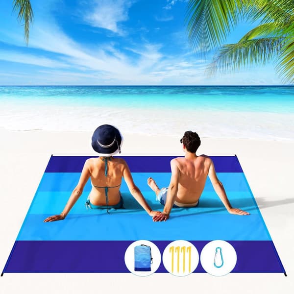 Lollanda Strandfilt 210x200 cm – vattentät och sandfri, ultralätt och portabel, perfekt för strand, picknick och camping
