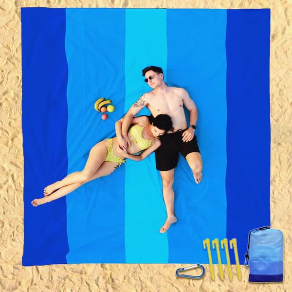 Lollanda Strandfilt 210x200 cm – vattentät och sandfri, ultralätt och portabel, perfekt för strand, picknick och camping