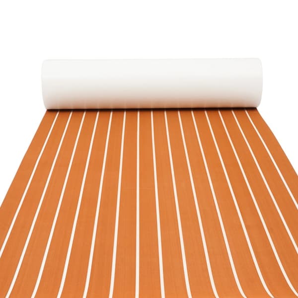 EVA Skum Teak Gulvmåtte, 240 x 90 cm, 6 mm Tykkelse, Skridsikker,Brun med stribe