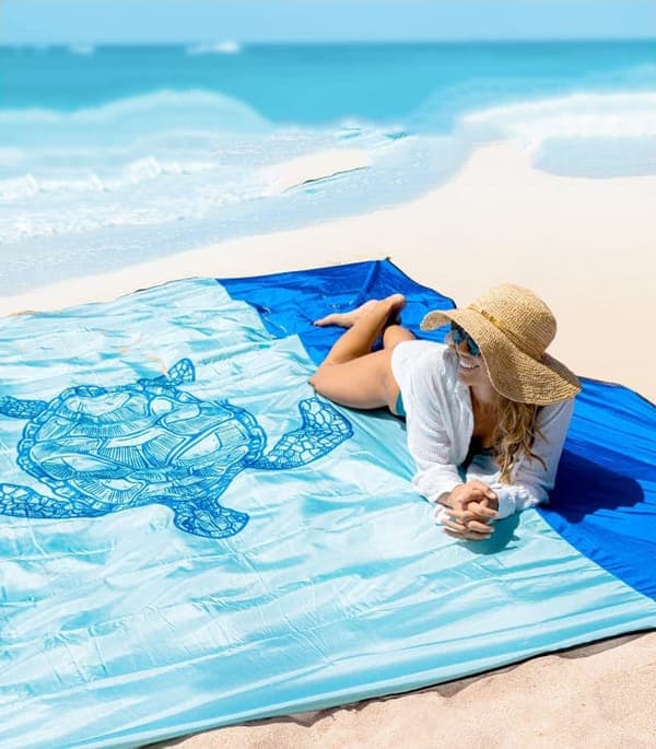 OBOSOE store strandmåtter 210x200cm sand vandtæt letvægts udendørs tæppe