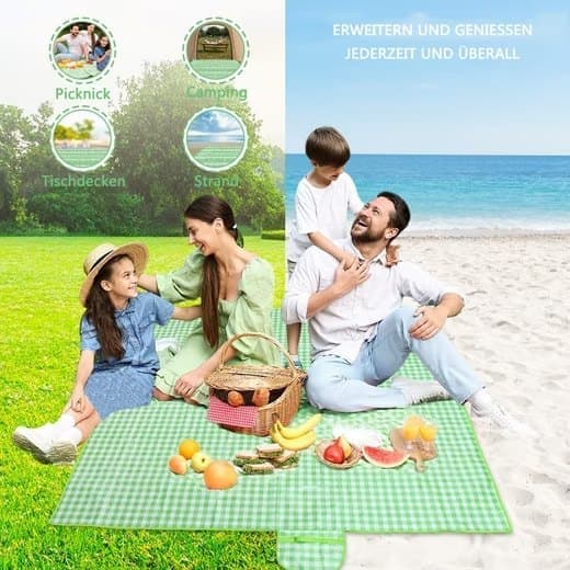 Lollanda Picnic Tæppe Vandtæt med Bærehåndtag, Picnic Fan Beach Camping med Isolering – Bærbar, Multifunktionel til Camping, Strand