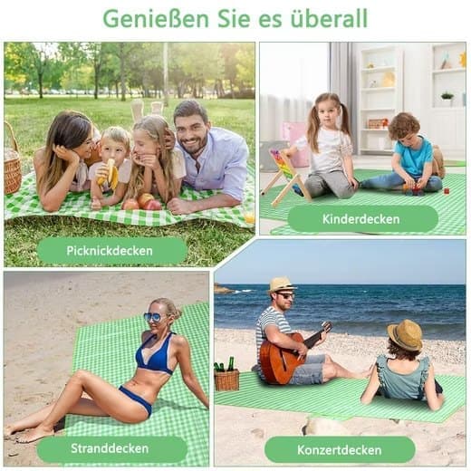 Lollanda Picnic Tæppe Vandtæt med Bærehåndtag, Picnic Fan Beach Camping med Isolering – Bærbar, Multifunktionel til Camping, Strand