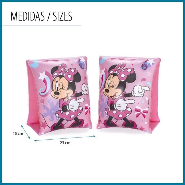 Uppblåsbara armband för barn från 3 till 6 år Bestway 17x12 cm Minnie Mouse Design Double Air Chamber