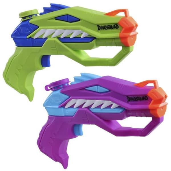 Nerf Dual Pack DinoSquad Raptor-Surge, 2 Super Soaker vattenblasters, dinosauriedesign, vattenspel, från 6 år