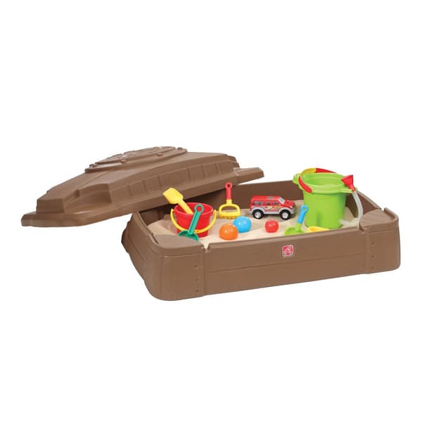 Step2 Play &amp; Store Sandlåda med lock och sittplats | Sandlåda av plast / plast för barn