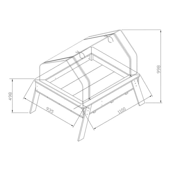 AXI Linda sandbord / planteskolebord / grönsaksträdgårdsmästare med markduk och växthusbete | Planteskolebord för trädgård / balkong / terrass