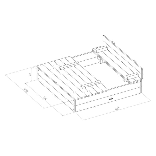 AXI Ella FSC puinen hiekkalaatikko, jossa on penkit ja kansi | Lasten hiekkalaatikko ruskeaa ja vihreää | 100 x 95 x 20 cm
