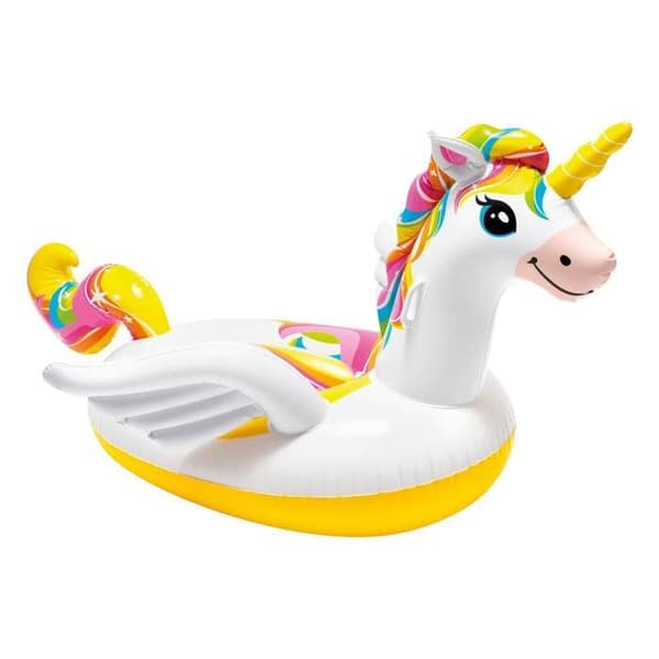 Magisk Unicorn Ride-On uppblåsbar boj - INTEX - Mått 201x140x97cm - 2 handtag
