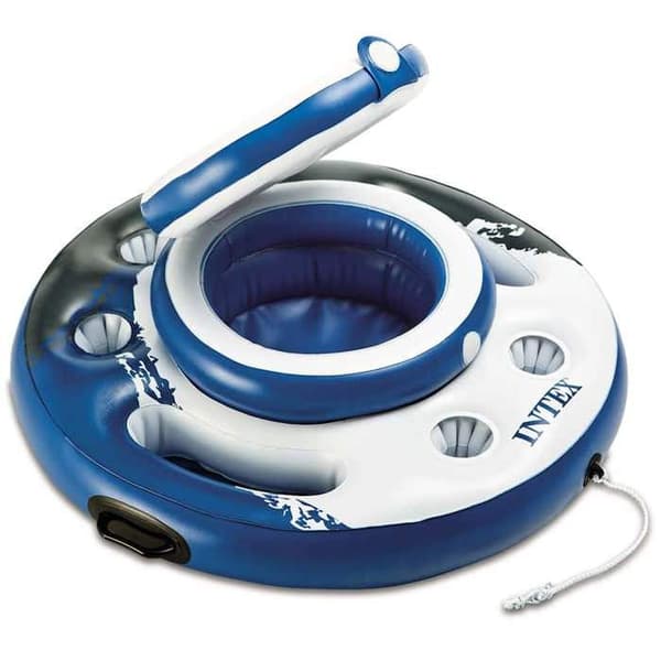 Uppblåsbar kylare - INTEX - Flytande uppblåsbar kylare för pool - 5 dryckeshållare - 30 burkar