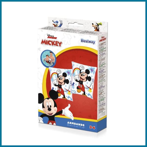 Simhallsband - BESTWAY - Mickey Mouse - Flera färger - Hållbar vinyl - 2 luftkammare