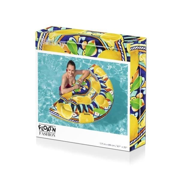 Uppblåsbar ö - BESTWAY - Splash of Sicily - PVC - Gul - 171 x 89 cm - Maximal belastning 90 kg - Säkerhetsventiler