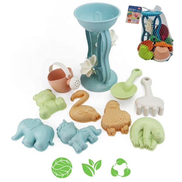 WOOPIE GREEN Sandset med Spinnhjul och Vattenkanna 10 st. Biologiskt Nedbrytbart Organiskt Material