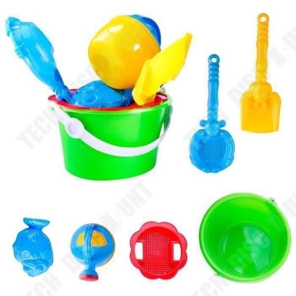TD® Set med 6 delar Strandleksaker för barn Slottshink Spade Rake Plastverktyg för barn-Sandslottslek