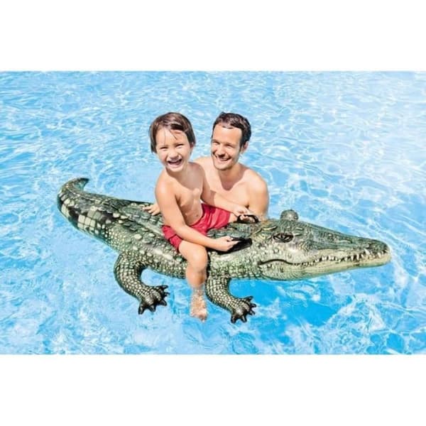 INTEX Uppblåsbar Alligator åkboj - Mått 170 x 86 cm - För barn från 3 år