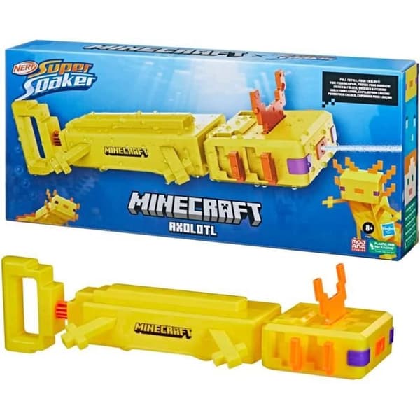 Nerf Super Soaker Minecraft, Axolotl Water Blaster med ledade gälar