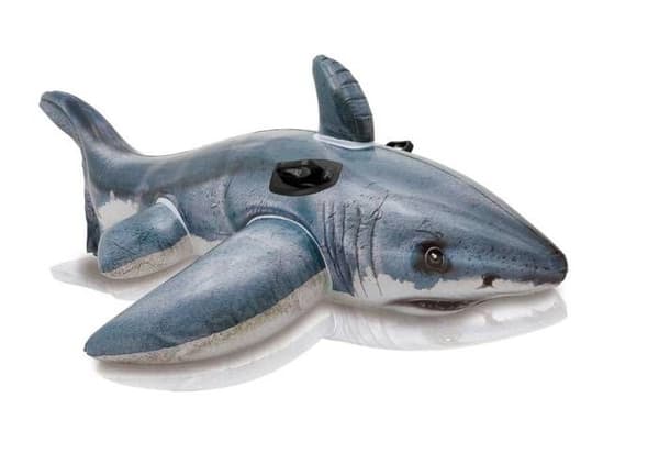 INTEX Great White Shark Uppblåsbar Ride-On Booy - 173x107 cm - För barn från 3 år