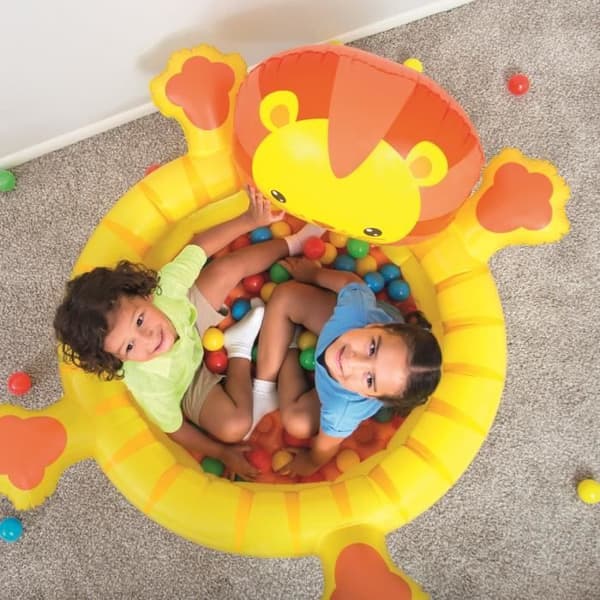 BESTWAY Ball Pit Lion uppblåsbar bollbassäng 111x98x61 cm - 50 bollar ingår - Ultra resistent vinyl