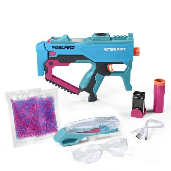 Nerf - F7633 - Pro Gelfire X MrBeast Blaster, 1600 Gelfire-kulor, 300-rundshopper, uppladdningsbart batteri, glasögon