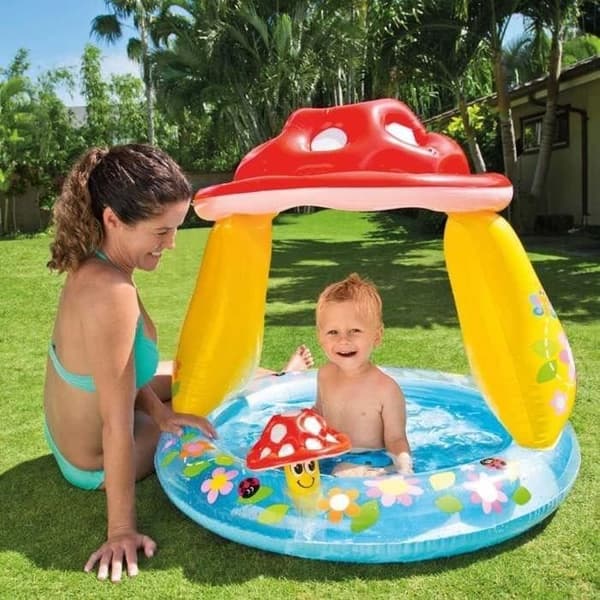 INTEX uppblåsbar barnpool - Fyrkantig plaskbassäng för svamp - 102x89 CM - 45 liter